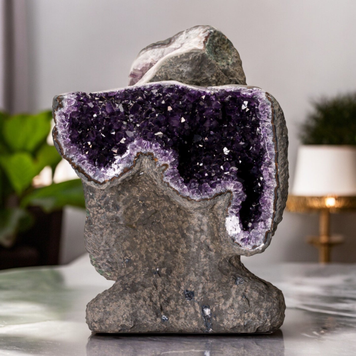 55.88 lb Natural Amethyst Geode - Super Large Crystal Cluster Stone from Uruguay Raw Geode Quartz - Purple Color