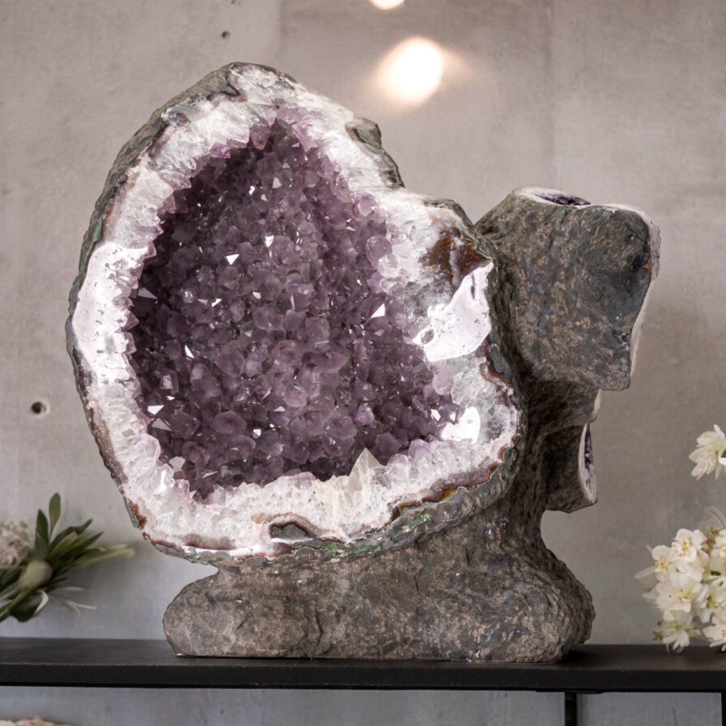 55.88 lb Natural Amethyst Geode - Super Large Crystal Cluster Stone from Uruguay Raw Geode Quartz - Purple Color