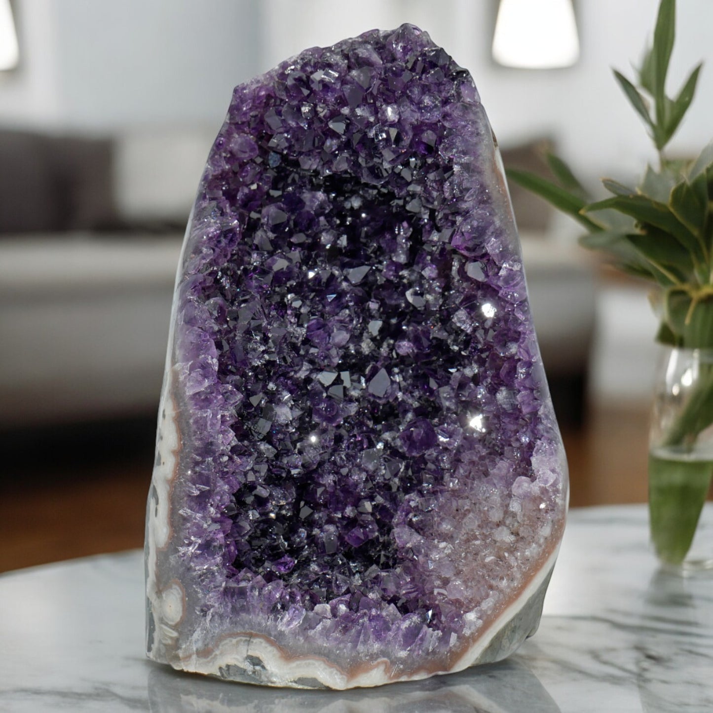 8.22 lbs Large Natural Deep Purple Crystal Cluster Stone from Uruguay