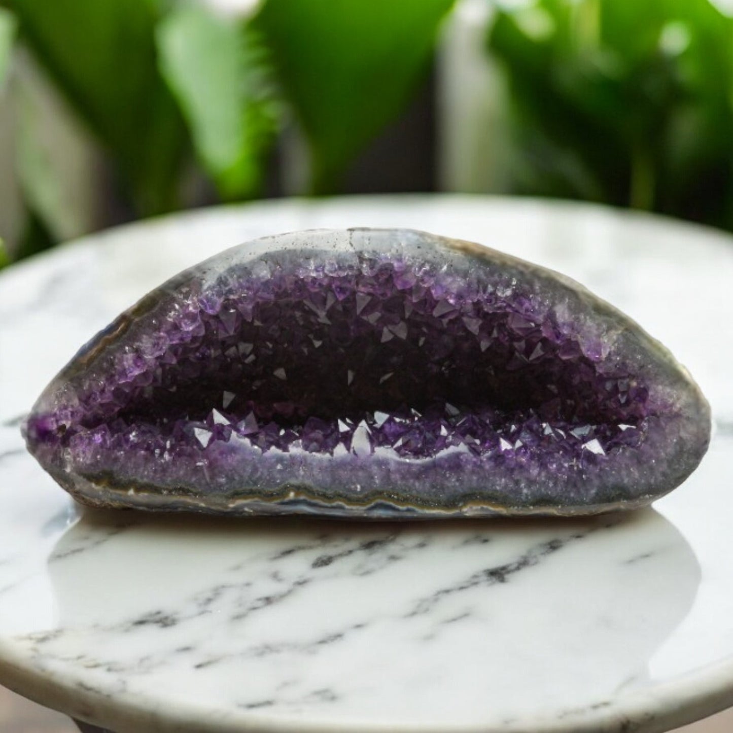 Raw AAA+ 2.16 lbs Amethyst Crystal Geode – 7x3x2 in Exclusive and Rare Rock from Uruguay