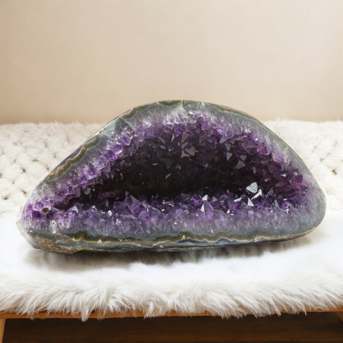 Raw AAA+ 2.16 lbs Amethyst Crystal Geode – 7x3x2 in Exclusive and Rare Rock from Uruguay