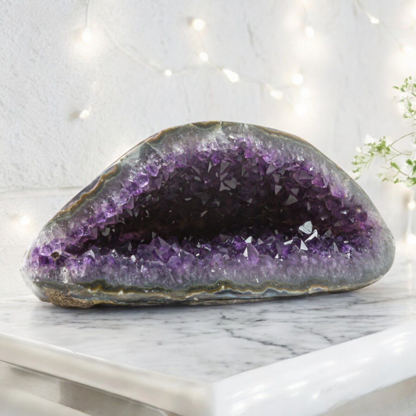 Raw AAA+ 2.16 lbs Amethyst Crystal Geode – 7x3x2 in Exclusive and Rare Rock from Uruguay