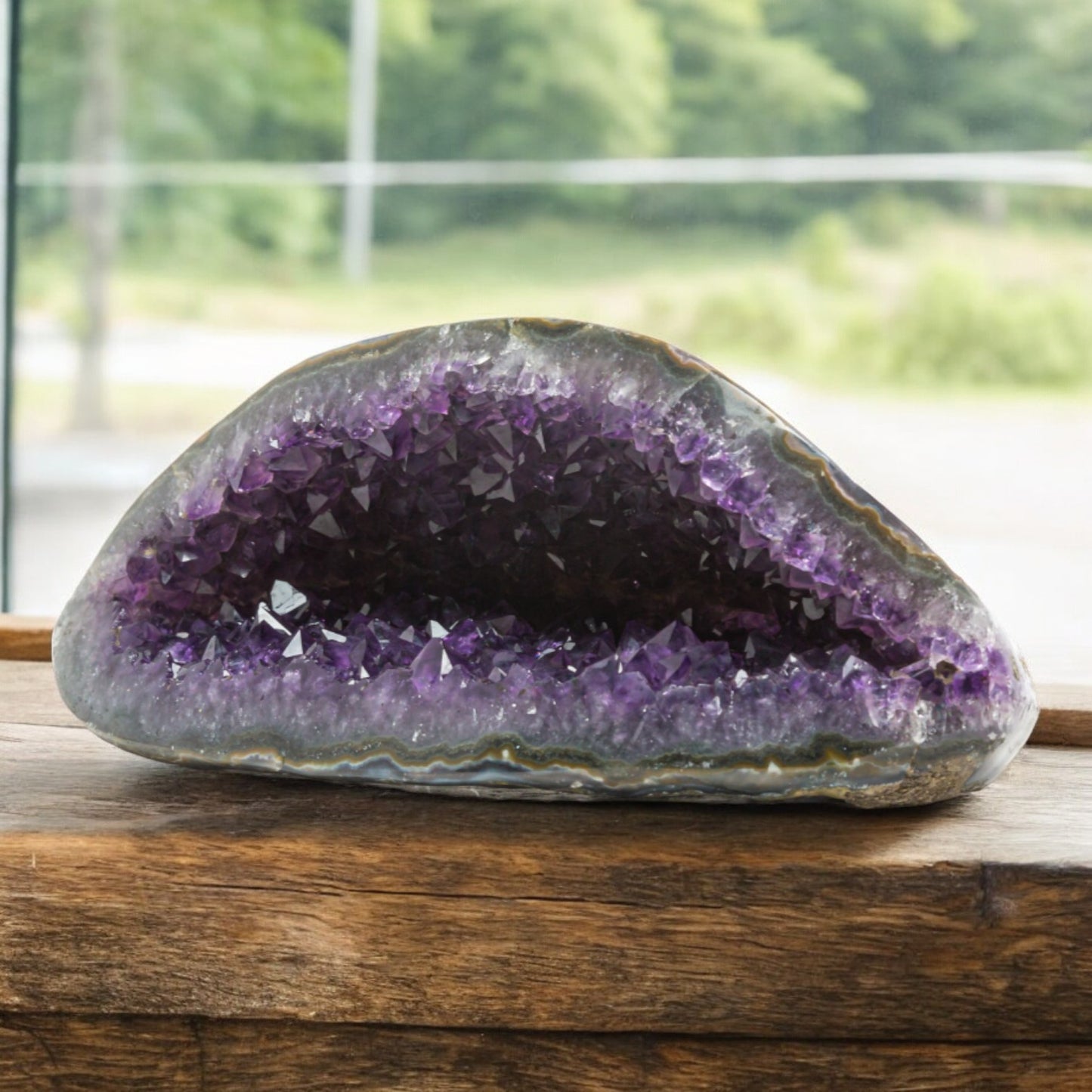 Raw AAA+ 2.16 lbs Amethyst Crystal Geode – 7x3x2 in Exclusive and Rare Rock from Uruguay