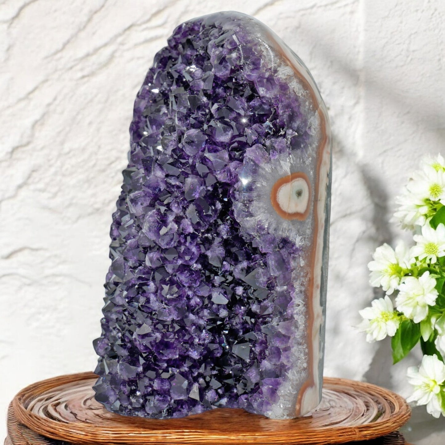 8.44 lbs Large Natural Deep Purple Crystal Cluster Stone from Uruguay