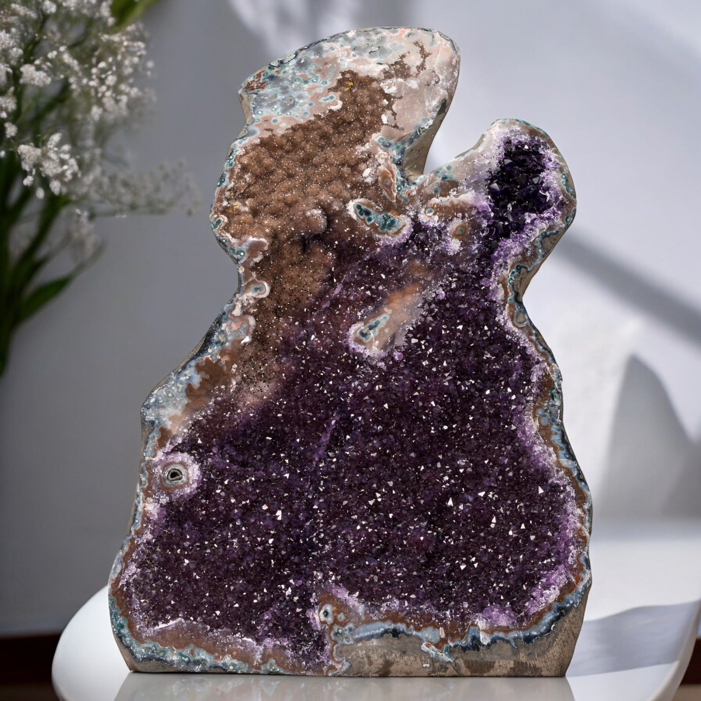 42.17 lb Natural Amethyst Geode - Super Large Crystal Cluster Stone from Uruguay Raw Geode Quartz - Purple Color