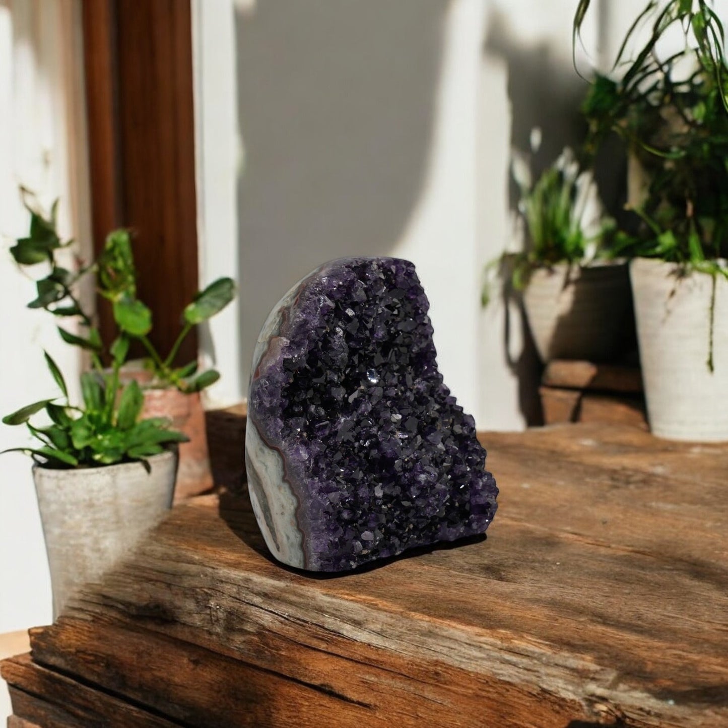 3.11 lbs Natural Deep Purple Crystal Cluster Stone from Uruguay